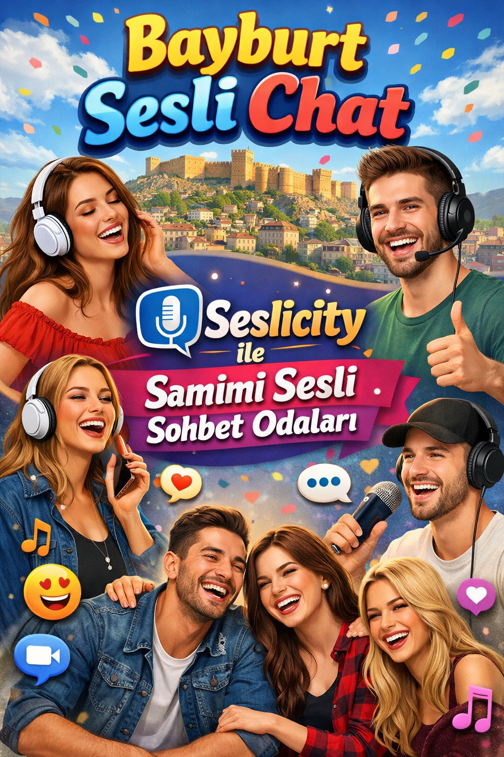 Bayburt’ta sesli chat trendi büyüyor! Seslicity ile güvenli, hızlı ve samimi sesli sohbet odalarına bağlan ve yeni arkadaşlıklar kur.