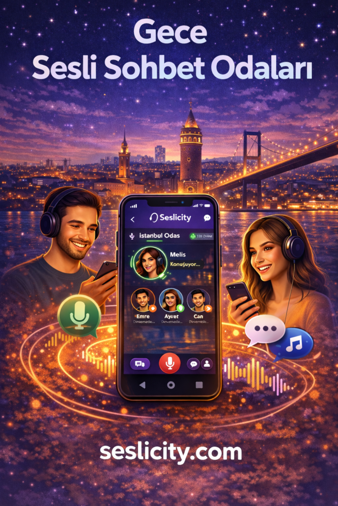 Mobil cihazdan gece sesli sohbet yapmak isteyenler için şehir odaları. Anonim, doğal, gerçek kullanıcılar ve canlı muhabbet. Seslicity’de gece sohbetinin tadını çıkar.